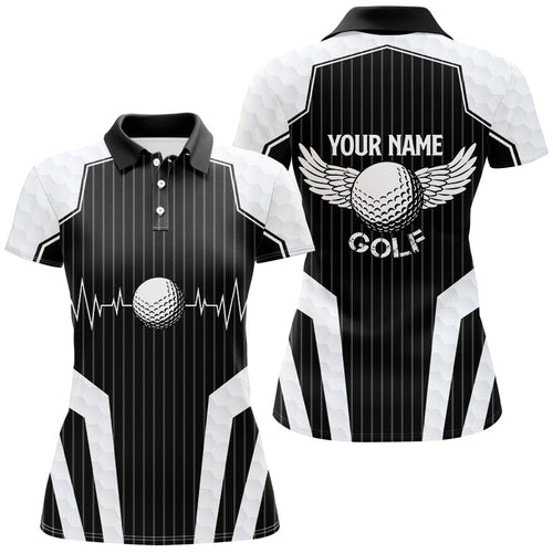 Black and White Women Golf Polo Shirts Custom golf clothes for women, personalized unique golf gifts NQS8563