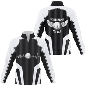 Black and White Quarter zip golf sweatshirt Custom golf sweater, personalized unique golf gifts NQS8563