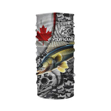 Load image into Gallery viewer, Canadian Flag Walleye Ice Fishing camo Custom long sleeve performance Walleye Fishing shirt jerseys NQS6706