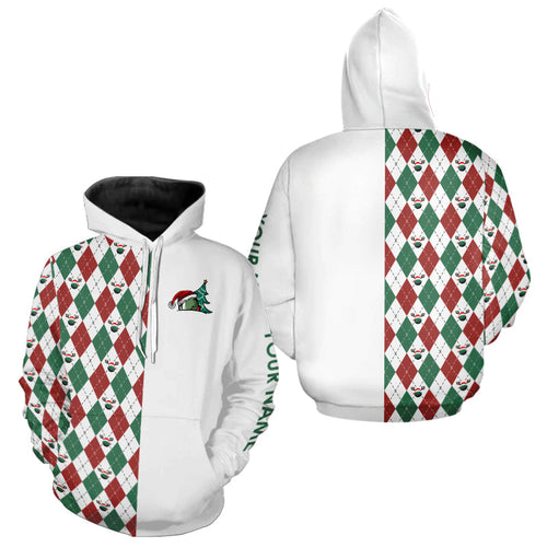 Christmas Golf Hoodies custom red, white, green argyle pattern golf gifts NQS9038