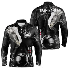 Load image into Gallery viewer, Personalized Black Eagle Smoke Bowling Polo, Quarter Zip Shirts For Men custom Bowling Team Jerseys NQS9049
