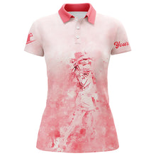 Load image into Gallery viewer, Womens golf polo shirt custom name golf shirt, ladies golf tops for women | pink  NQS4796