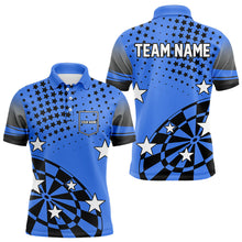 Load image into Gallery viewer, Stars Darts Polo, Quarter Zip Shirt For Men Custom Dart Team Jerseys | Blue NQS9777