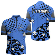 Load image into Gallery viewer, Stars Darts Polo, Quarter Zip Shirt For Men Custom Dart Team Jerseys | Blue NQS9777