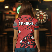 Load image into Gallery viewer, Stars Darts Polo, Quarter Zip Shirt For Women Custom Dart Team Jerseys | Red NQS9778