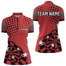 Load image into Gallery viewer, Stars Darts Polo, Quarter Zip Shirt For Women Custom Dart Team Jerseys | Red NQS9778