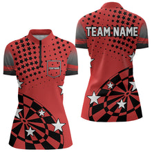 Load image into Gallery viewer, Stars Darts Polo, Quarter Zip Shirt For Women Custom Dart Team Jerseys | Red NQS9778