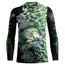 Load image into Gallery viewer, Crappie fishing scales Custom Name sun protection long sleeve fishing shirts for men, women, kid NQS3267