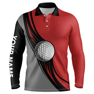 Golf ball mens golf polo shirts - golf gifts for men custom name best mens golf wears | Red NQS5575