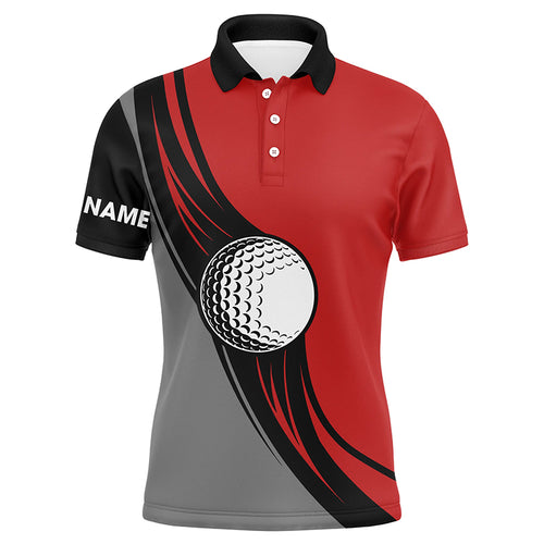 Golf ball mens golf polo shirts - golf gifts for men custom name best mens golf wears | Red NQS5575