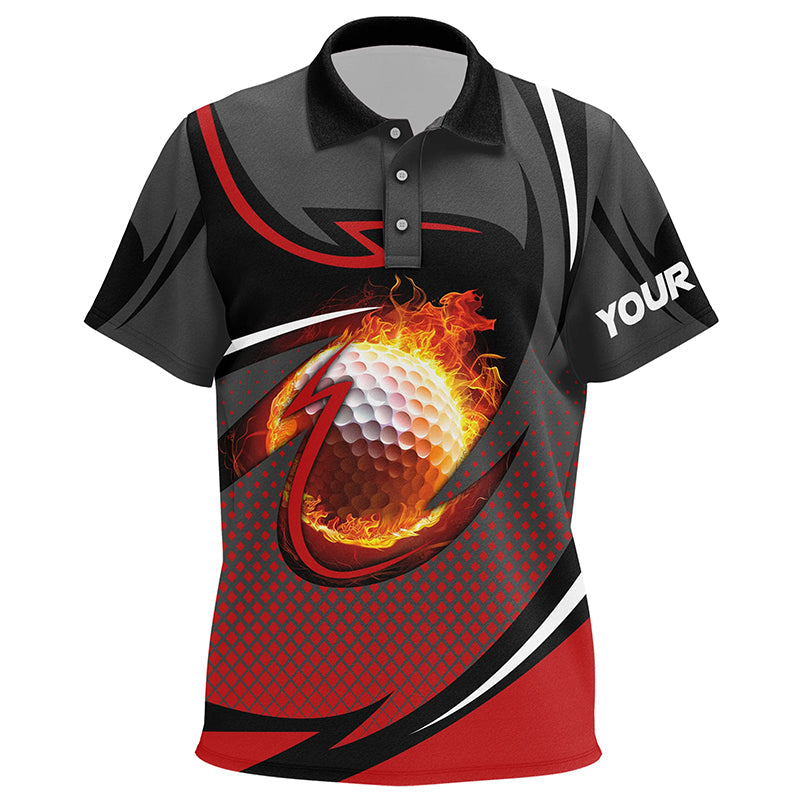 Flame golf ball fire golf outfits ladies custom Kid golf polo shirts, golf gifts for Kid | Red NQS7691