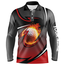 Load image into Gallery viewer, Flame golf ball fire golf outfits men custom Mens golf polo shirts, golf gifts for men | Red NQS7691