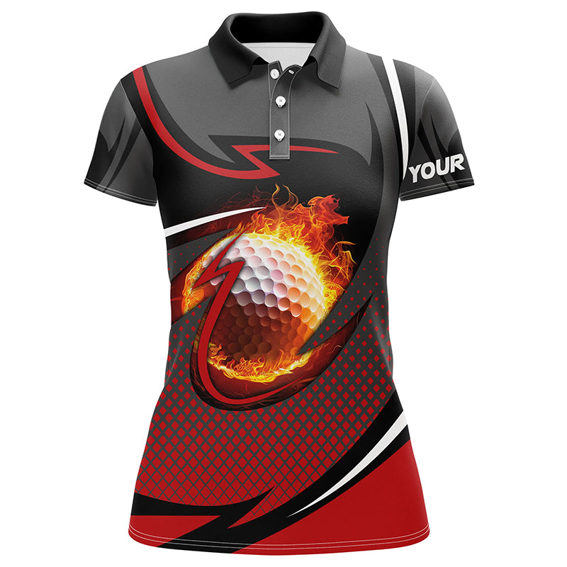 Flame golf ball fire golf outfits ladies custom Women golf polo shirts, golf gifts for women | Red NQS7691