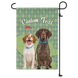 Custom text and pet photo green argyle pattern golf Garden Flag, Personalized Golfing Gift NQS9905