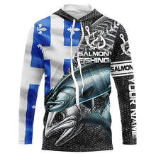 Load image into Gallery viewer, Quebec Flag Salmon Fishing Custom long sleeve performance Fishing Shirts, Salmon Fishing jerseys NQS5832