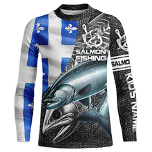 Load image into Gallery viewer, Quebec Flag Salmon Fishing Custom long sleeve performance Fishing Shirts, Salmon Fishing jerseys NQS5832