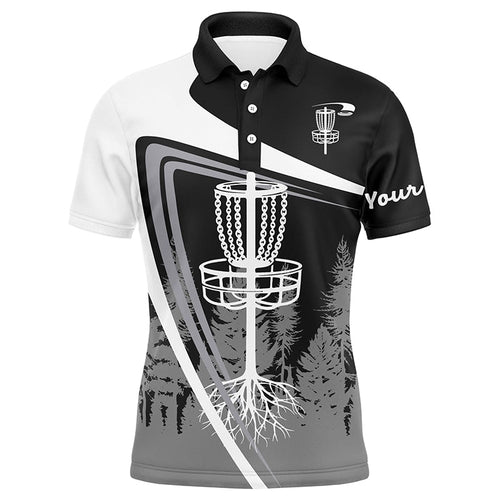 Mens disc golf polo shirt custom name black disc golf basket, personalized disc golf shirts NQS7932