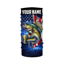 Load image into Gallery viewer, Walleye Fishing 3D American Flag patriotic blue galaxy Custom Walleye long sleeve Fishing Shirts NQS7935