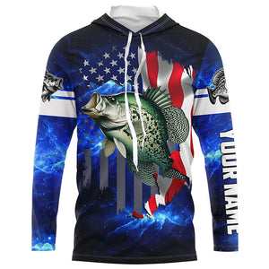 Crappie Fishing 3D American Flag patriotic blue galaxy Custom Crappie long sleeve Fishing Shirts NQS7936