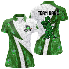 Load image into Gallery viewer, Custom Bowling Polo, Quarter Zip Shirt For Women green flame camo Bowling shirts, Bowling Team jerseys NQS7938