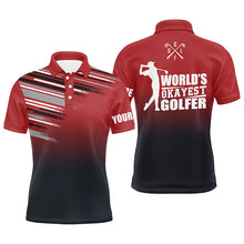 Load image into Gallery viewer, Red Mens golf polo shirt custom name world&#39;s okayest golfer team mens golf tops, golfing gifts for men NQS6023