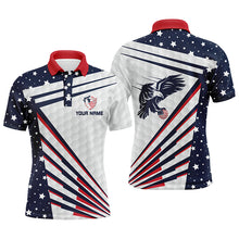 Load image into Gallery viewer, Mens golf polo shirt custom red, white and blue Eagle American flag patriotic golf apparel for men NQS6024