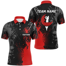 Load image into Gallery viewer, Black and Red Mens golf polo shirts custom male golf attire for men, personalized golf gifts NQS8127