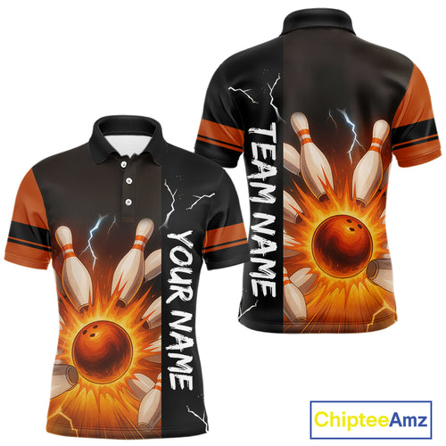 Orange Flame Lightning thunder Bowling shirts For Men custom bowling team jerseys Mens Bowler Outfits NQS10329