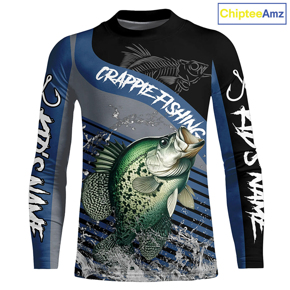 Crappie fishing Custom UV protection fishing long sleeve shirt, Crappie Fishing jerseys | Blue NQS8365