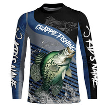 Load image into Gallery viewer, Crappie fishing Custom UV protection fishing long sleeve shirt, Crappie Fishing jerseys | Blue NQS8365