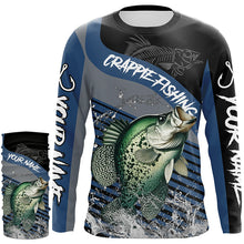 Load image into Gallery viewer, Crappie fishing Custom UV protection fishing long sleeve shirt, Crappie Fishing jerseys | Blue NQS8365