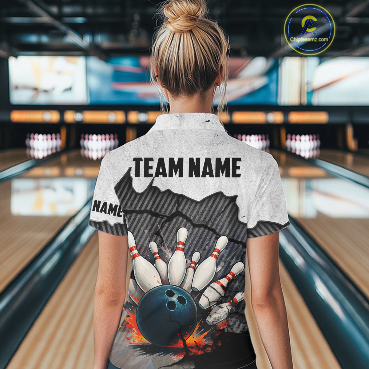 Black and White grunge Bowling Shirts for Women Custom Team Bowling Jerseys, Gift for Bowlers NQS10751