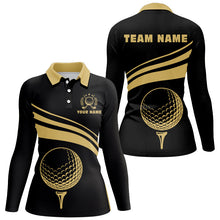 Load image into Gallery viewer, Personalized polo golf shirts for women, custom gold Womens golf shirts team golf jersey | Black NQS8806