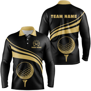 Personalized polo golf shirts for men, custom gold mens golf shirts team golf jersey | Black NQS8806