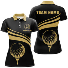 Load image into Gallery viewer, Personalized polo golf shirts for women, custom gold Womens golf shirts team golf jersey | Black NQS8806