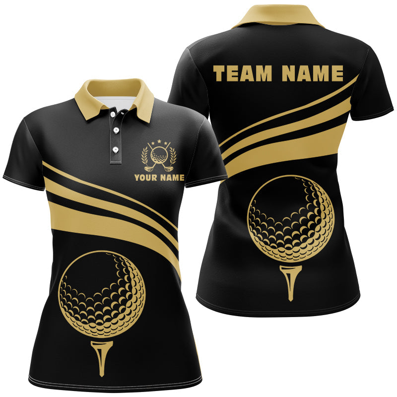 Personalized polo golf shirts for women, custom gold Womens golf shirts team golf jersey | Black NQS8806