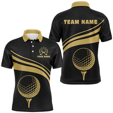 Load image into Gallery viewer, Personalized polo golf shirts for men, custom gold mens golf shirts team golf jersey | Black NQS8806