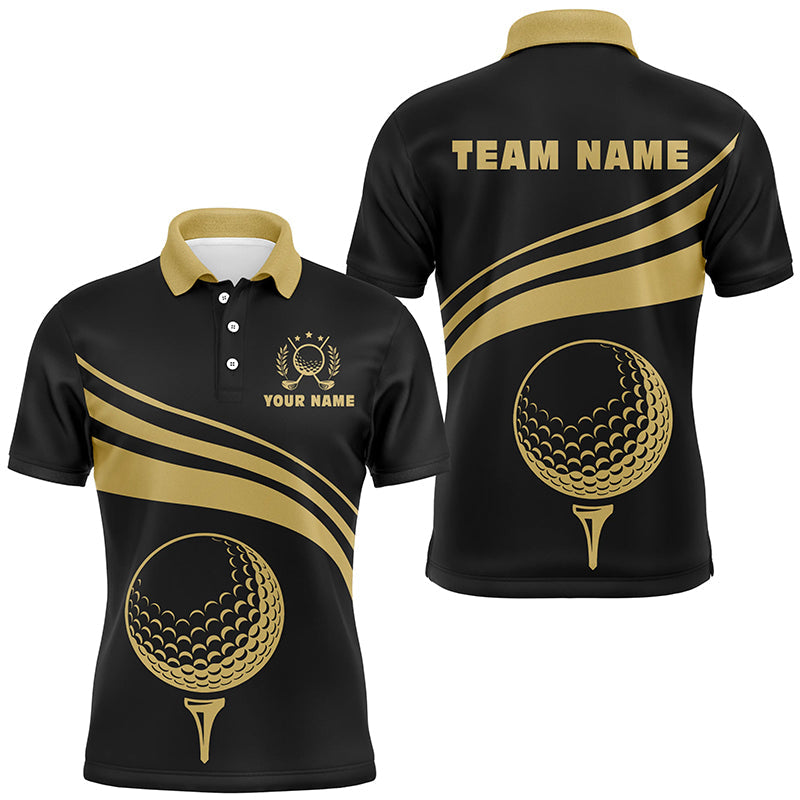 Personalized polo golf shirts for men, custom gold mens golf shirts team golf jersey | Black NQS8806