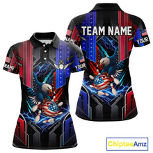 Load image into Gallery viewer, American flag bowling jersey Custom patriotic Lightning Thunder Eagle Bowling shirts for Women NQS10958