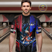 Load image into Gallery viewer, American flag bowling jersey Custom patriotic Lightning Thunder Eagle Bowling shirts for men NQS10958