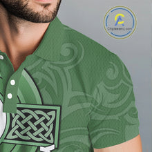 Load image into Gallery viewer, Green Irish Tribal Cross St Patrick's Day Mens Golf Polo Shirts Custom Lucky Golf Team Jerseys NQS11335