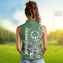 Load image into Gallery viewer, Green Irish Tribal Cross St Patrick's Day Women Sleeveless polo shirt Custom Lucky Golf Team Jerseys NQS11335