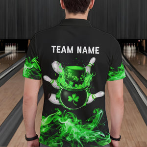 Green Flame Smoke Lucky clover Bowling Shirts For Men Custom St Patrick Day Bowling Team Jersey NQS9451