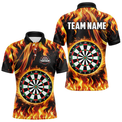 Flame Darboard Fire Pattern Custom Darts Polo, Quarter-Zip Shirts For Men Dart Team Jerseys NQS9459