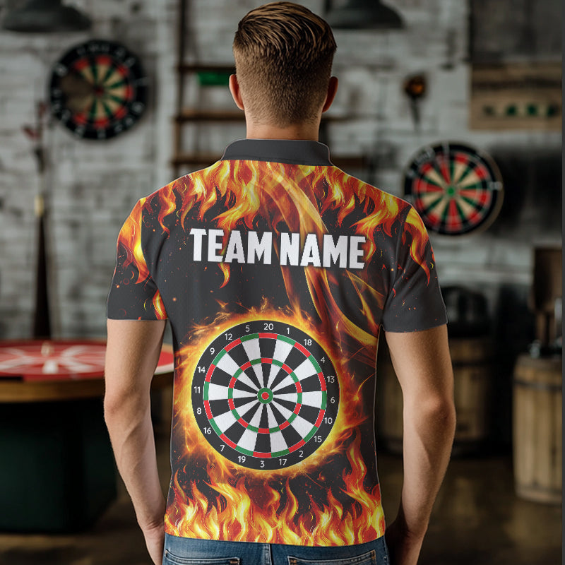 Flame Darboard Fire Pattern Custom Darts Polo, Quarter-Zip Shirts For Men Dart Team Jerseys NQS9459