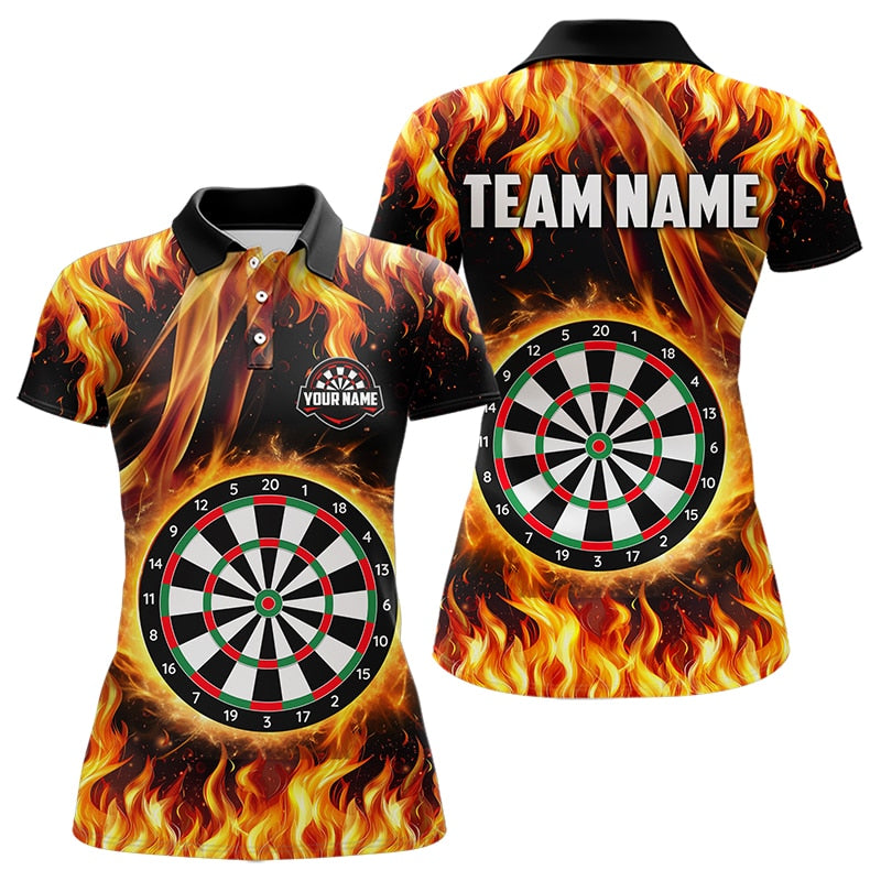 Flame Darboard Fire Pattern Custom Women Darts Shirts Team Jerseys NQS9459
