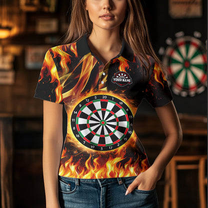 Flame Darboard Fire Pattern Custom Women Darts Shirts Team Jerseys NQS9459