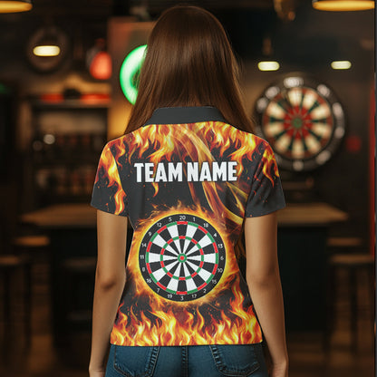 Flame Darboard Fire Pattern Custom Women Darts Shirts Team Jerseys NQS9459