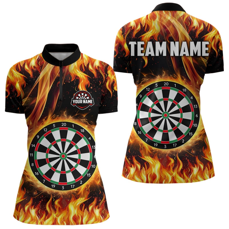 Flame Darboard Fire Pattern Custom Women Darts Shirts Team Jerseys NQS9459