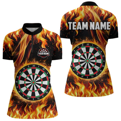 Flame Darboard Fire Pattern Custom Women Darts Shirts Team Jerseys NQS9459
